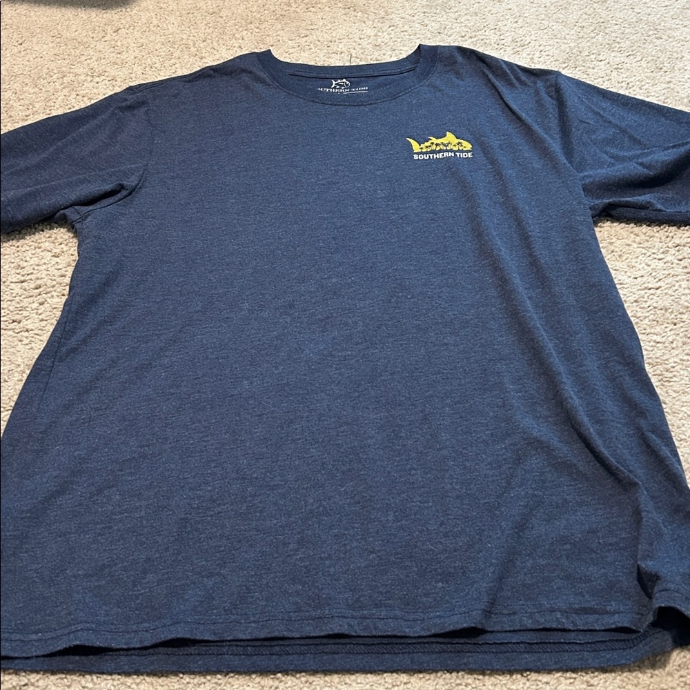 Southern Tide Heather Blue Tee with Yellow Logo